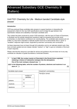Unit F331 - Chemistry for life - Medium band