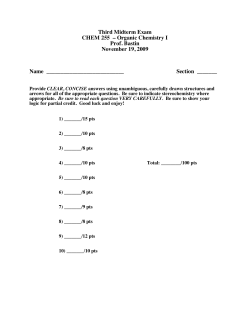 Third Midterm Exam CHEM 255 &ndash; Organic Chemistry I Prof. Bastin