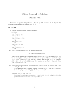 Written Homework 11 Solutions