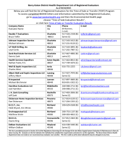 Barry-Eaton District Health Department List of Registered Evaluators