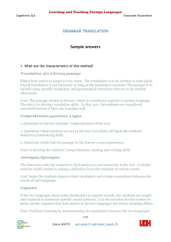 GRAMMAR TRANSLATION Sample answers
