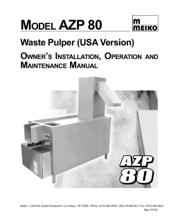 Manual AZP 80 - MEIKO USA, Inc.
