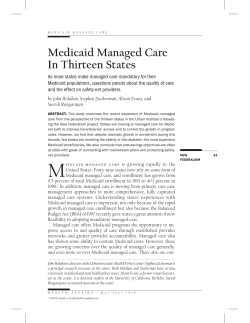 Medicaid Managed Care In Thirteen States