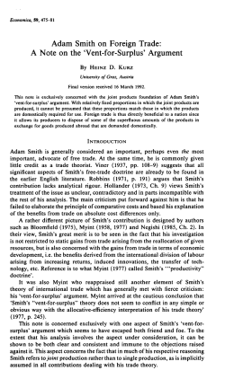 Adam Smith on Foreign Trade: A Note on the `Vent-for