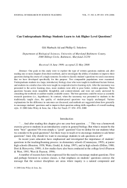 Can undergraduate biology students learn to ask higher level