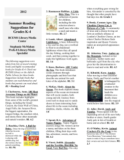 Summer Reading Suggestions for Grades K-4