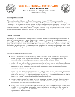 WHIG-CLIO PROGRAM COORDINATOR Position Announcement