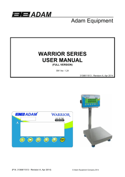 Adam Equipment WARRIOR SERIES USER MANUAL