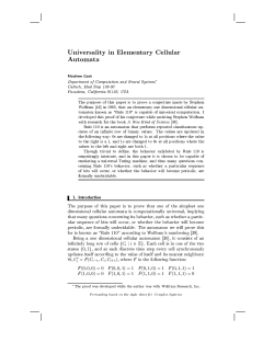 Universality in Elementary Cellular Automata Matthew CooX
