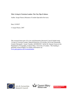 Living in Victorian London: The Clay Pipe Evidence