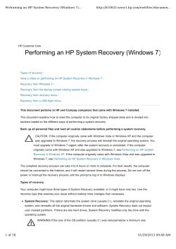 Performing an HP System Recovery (Windows 7) | HP&Acirc;