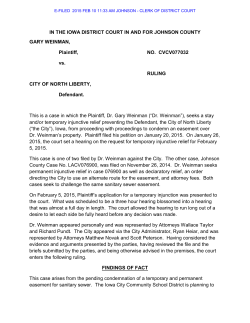 Iowa District Court for Johnson County, issued Feb. 10, 2015