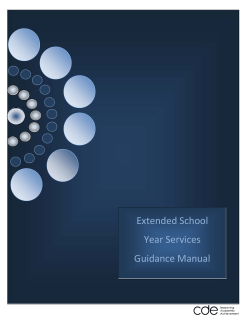 Extended School Year Services Guidance Manual