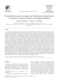 Household economic strategies and nutritional