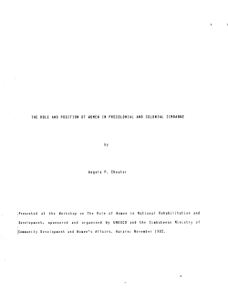 Cheater, A.The role and position of women in precolonial and