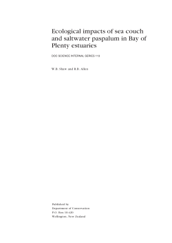 Ecological impacts of sea couch and saltwater paspalum in Bay of