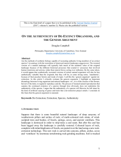 on the authenticity of de-extinct organisms, and the