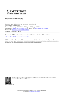 Metaphor and Philosophy: An Encounter with Derrida