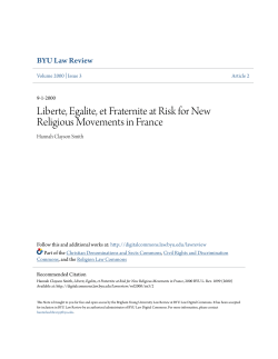 Liberte, Egalite, et Fraternite at Risk for New Religious Movements