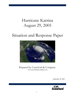 Hurricane Katrina August 29, 2005 Situation and Response Paper