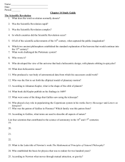 Chapter 14 Study Guide The Scientific Revolution