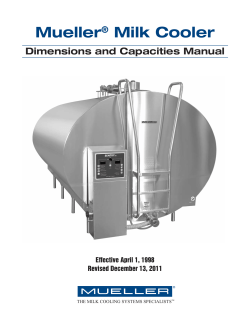 MC-275-8 Mueller Milk Cooler Dimensions and Capacities