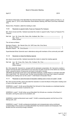Board of Education Meeting April 21 2015 April 21, 2015 Page 1