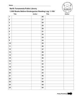 Title Reading Logs 1-1000 - North Tonawanda Public Library