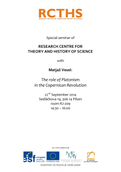Matjaž Vesel: The role of Platonism in the Copernican Revolution