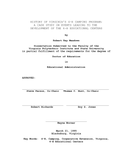 history of virginia`s 4-h camping program