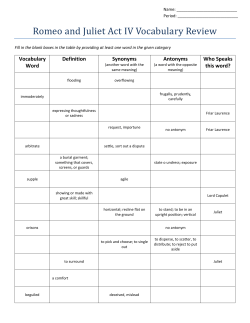 Romeo and Juliet Act IV Vocabulary Review