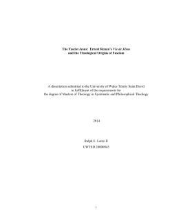 The Fascist Jesus: Ernest Renan`s Vie de J&eacute;sus and the Theological