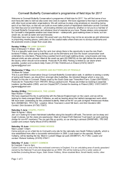 Cornwall Butterfly Conservation`s programme of field trips for 2017