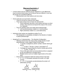 Stereochemistry I
