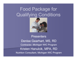 Food Package for Qualifying Conditions