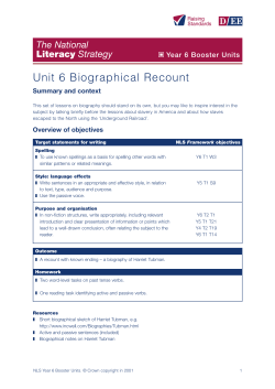 Unit 6 Biographical Recount - Hertfordshire Grid for Learning