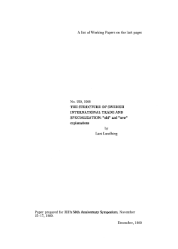 THE STRUCTURE OF SWEDISH INTERNATIONAL TRADE AND