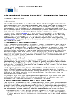 A European Deposit Insurance Scheme (EDIS) &ndash; Frequently Asked