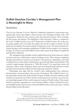 Gullah Geechee Corridor`s Management Plan is Meaningful to Many