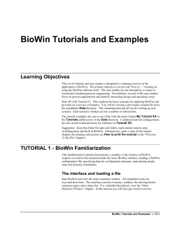 BioWin Tutorials and Examples
