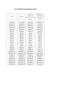 Semi-Monthly Payroll Calendar for 2016