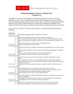 National Standards: Picasso to Warhol Tour Grades K-12
