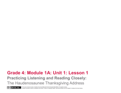 Grade 4: Module 1A: Unit 1: Lesson 1
