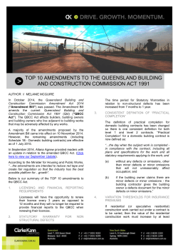 TOP 10 AMENDMENTS TO THE QUEENSLAND BUILDING AND