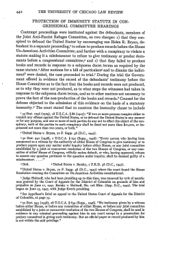 Protection of Immunity Statute in Congressional Committee Hearings