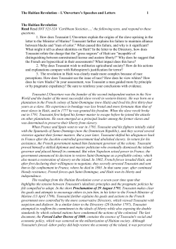 The Haitian Revolution &ndash; L`Ouverture`s Speeches and Letters 1 The