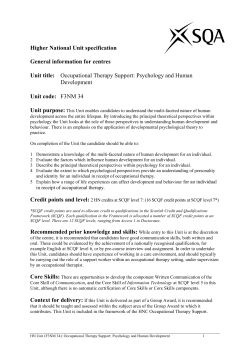 Occupational Therapy Support: Psychology and Human