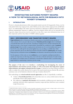INVESTIGATING SUSTAINED POVERTY ESCAPES: A `HOW TO