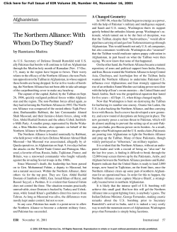 Afghanistan: The Northern Alliance: With Whom Do They Stand?
