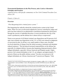 Prosecutorial Dominance in the Plea Process, and a Look at